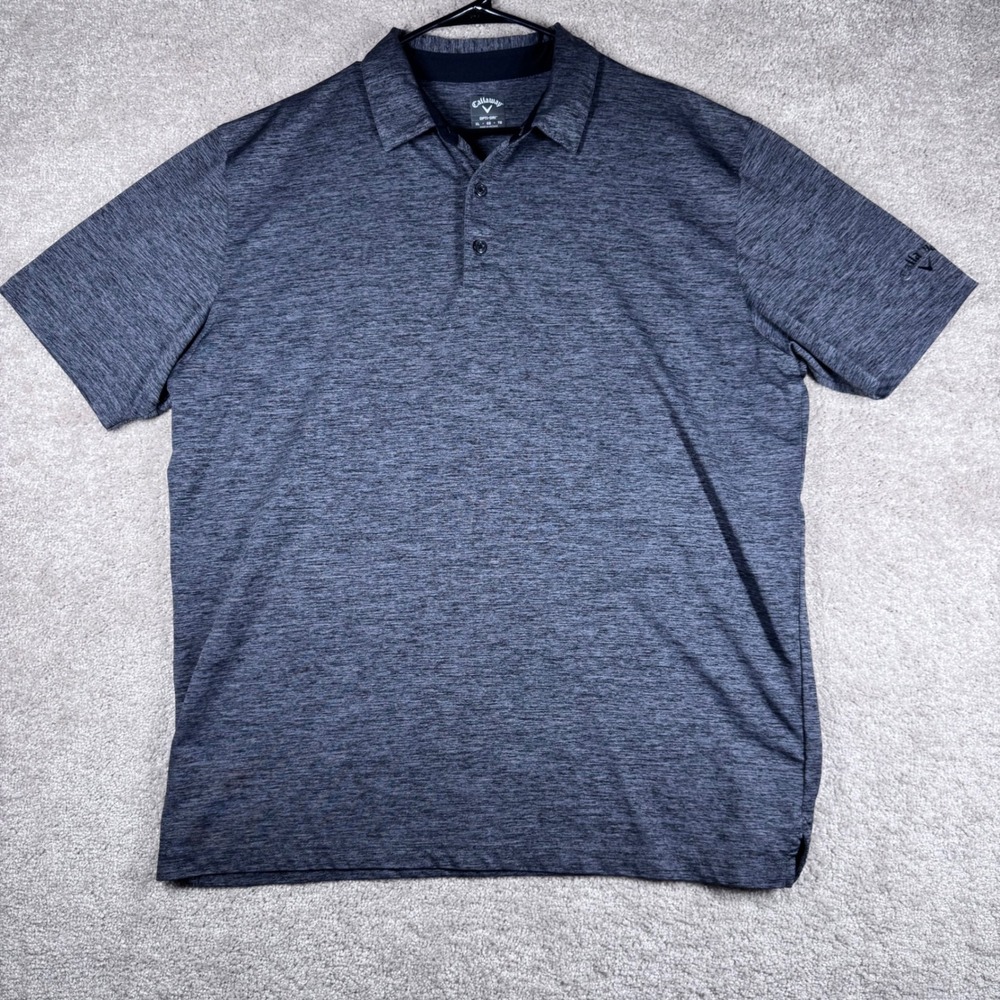 Callaway Opti-Dri Mens XL Polo Shirt Charcoal Grey Heathered Golf Short Sleeve
